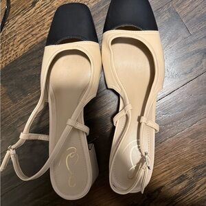 Sam Edelman Black and Beige slingback Heels 8.5